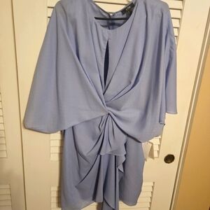 Aidan Mattox Elegant Baby Blue Draped Dress, Mini Beaded $195, Size 14